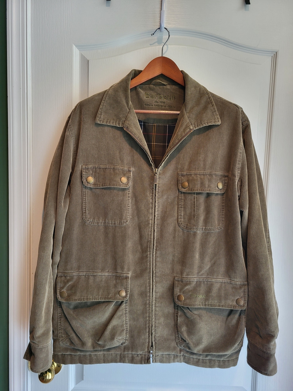 Barbour Olive Green Corduroy Field Jacket